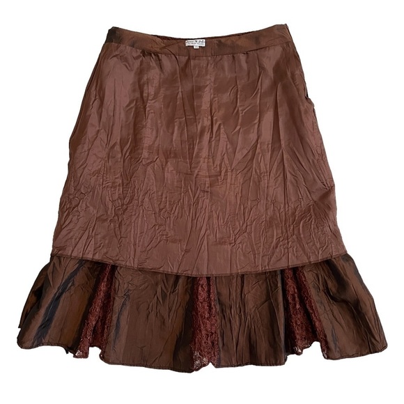 JANE & John A-Line Midi Skirt Lace Ruffle Details Shimmery Copper Style … - Picture 16 of 17